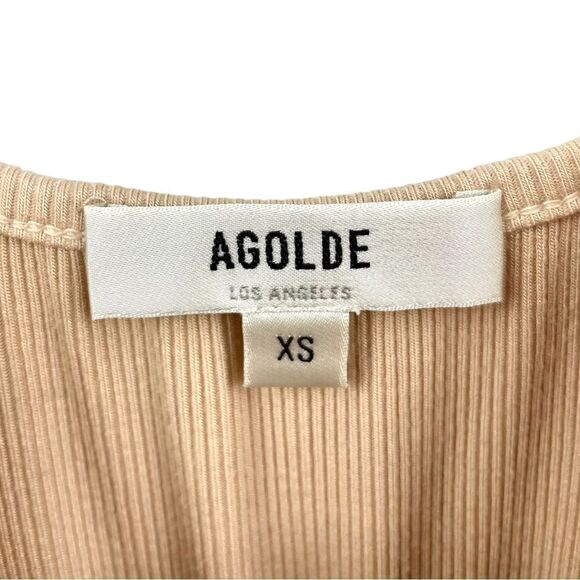 NEW Agolde Nude V Neck Spaghetti Strap Bamboo Bodysuit Size XS - Picture 5 of 7